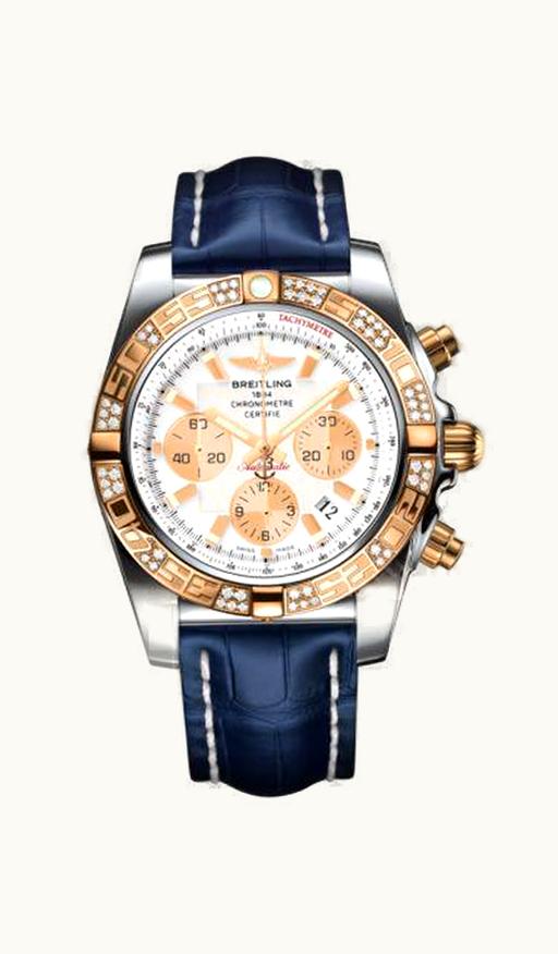 Breitling Chronomat 44 Stainless Steel / Rose Gold / Diamond / Antarctica White / Croco