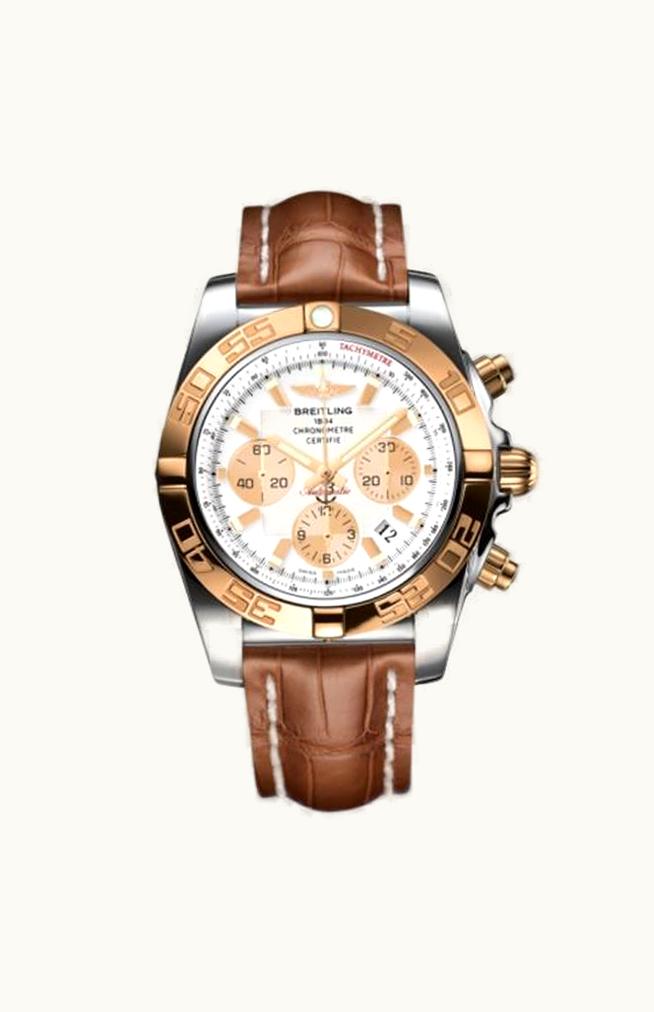 Breitling Chronomat 44 Stainless Steel / Rose Gold / Diamond / Antarctica White / Croco