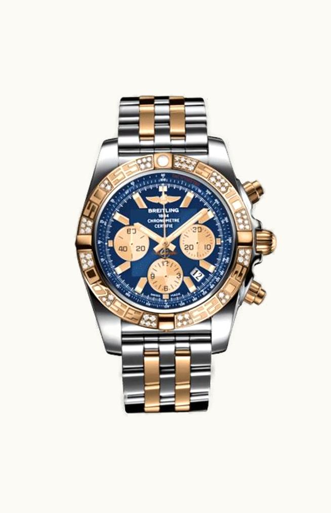 Breitling Chronomat 44 Stainless Steel / Rose Gold / Diamond / Metallica Blue / Croco