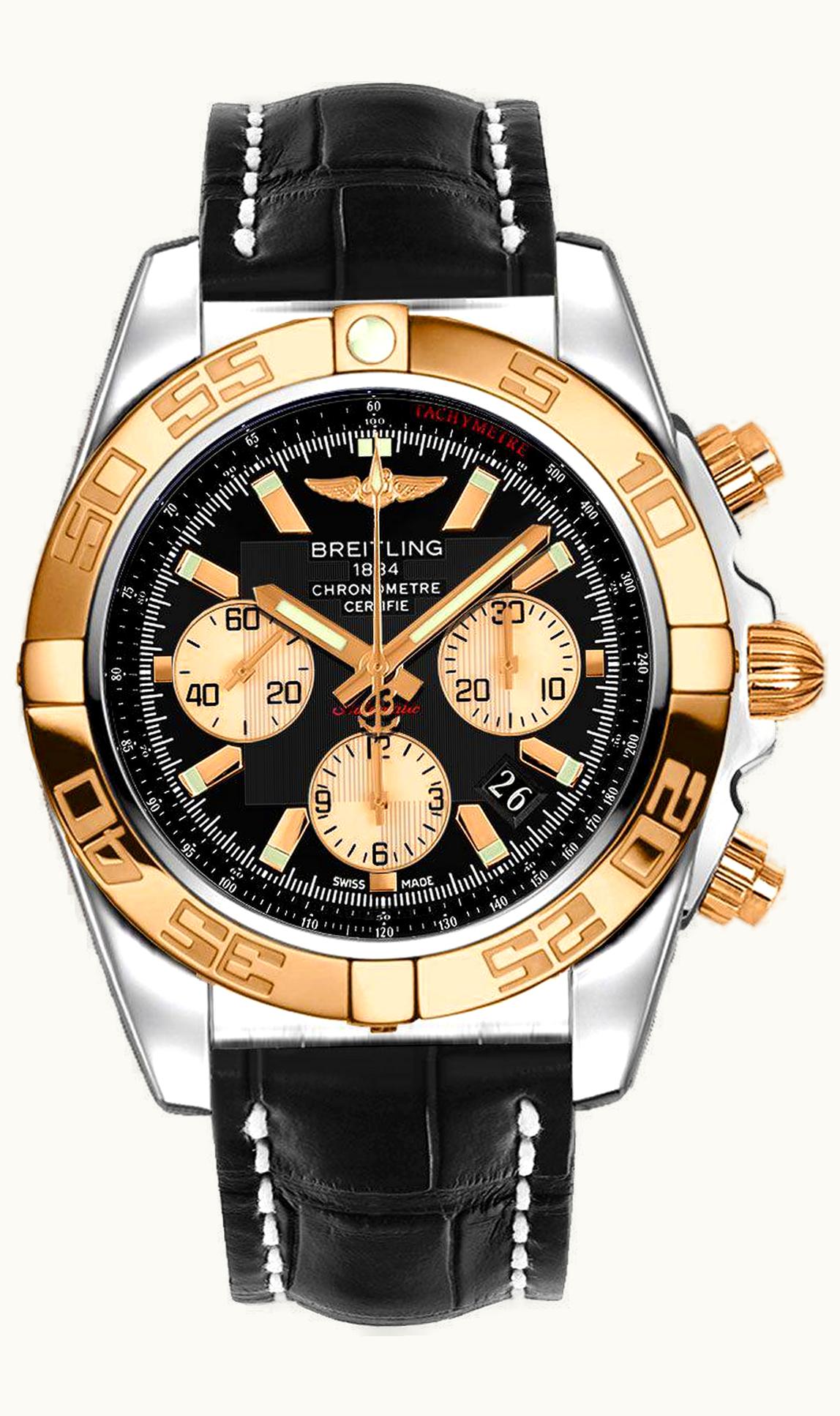 Breitling Chronomat 44 Stainless Steel / Rose Gold / Diamond / Onyx Black / Bracelet