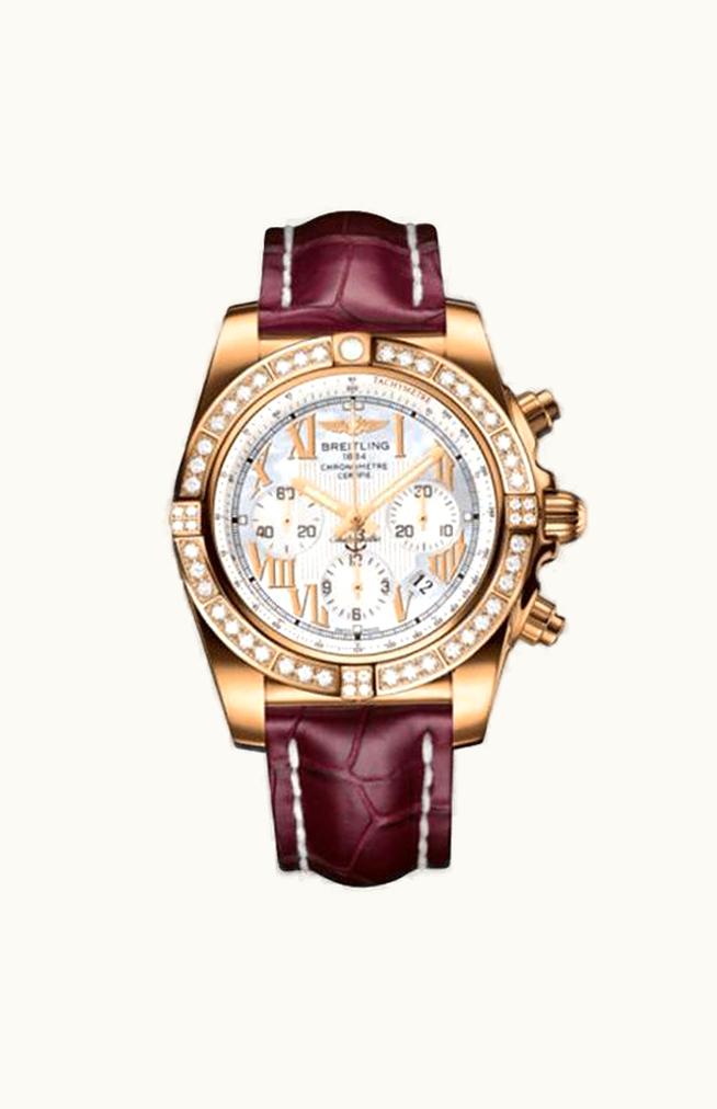 Breitling Chronomat 44 Rose Gold / Diamond / Pearl Roman / Croco