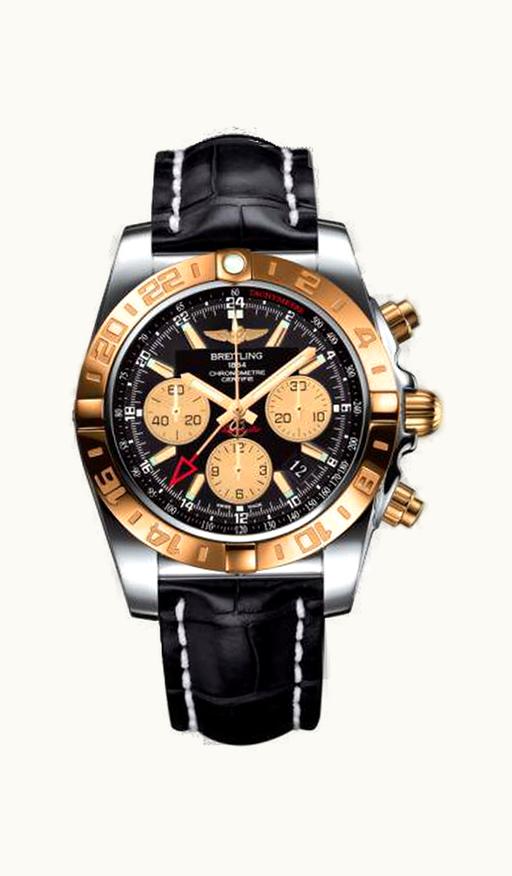 Breitling Chronomat 44 GMT Stainless Steel / Rose Gold / Onyx Black / Croco