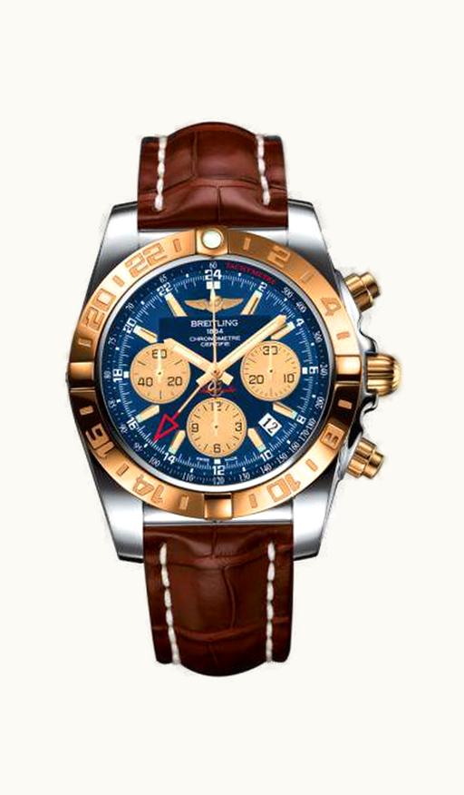 Breitling Chronomat 44 GMT Stainless Steel / Rose Gold / Metallica Blue / Croco