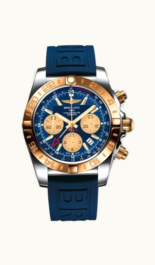 Breitling Chronomat 44 GMT Stainless Steel / Rose Gold / Metallica Blue / Rubber