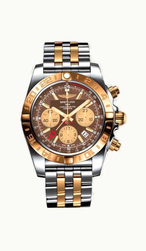 Breitling Chronomat 44 GMT Stainless Steel / Rose Gold / Metallica Brown / Croco
