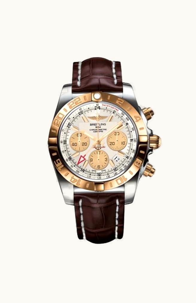 Breitling Chronomat 44 GMT Stainless Steel / Rose Gold / Sierra Silver / Croco