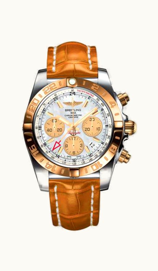 Breitling Chronomat 44 GMT Stainless Steel / Rose Gold / Pearl / Croco