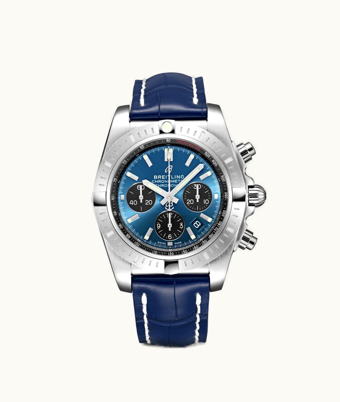 Breitling Chronomat B01 Chronograph 44 Stainless Steel / Blackeye Blue / Croco / Pin
