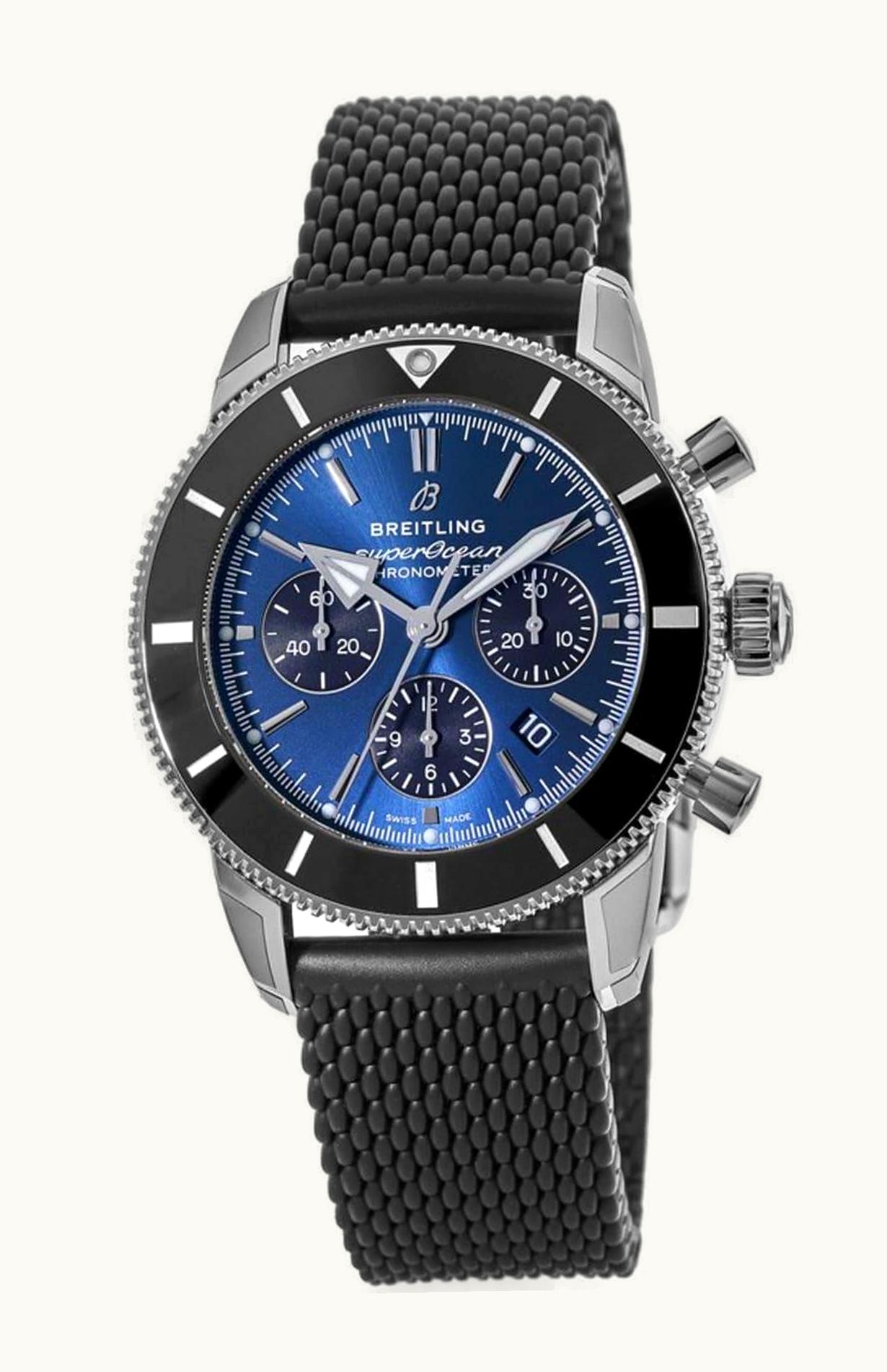 Breitling Chronomat B01 Chronograph 44 Stainless Steel / Blackeye Blue / Croco / Folding