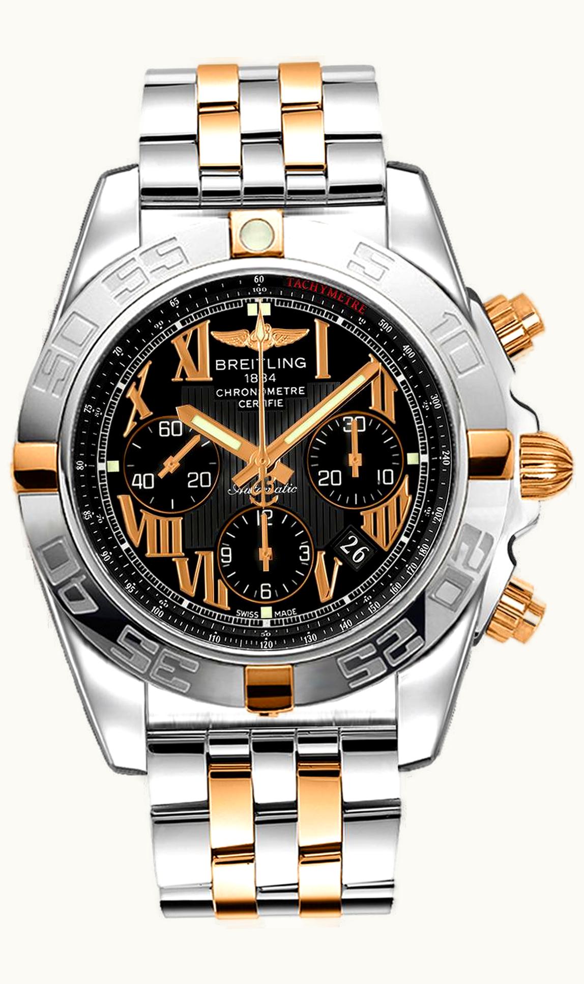 Breitling Chronomat 44 Stainless Steel / Rose Gold / Black - Roman