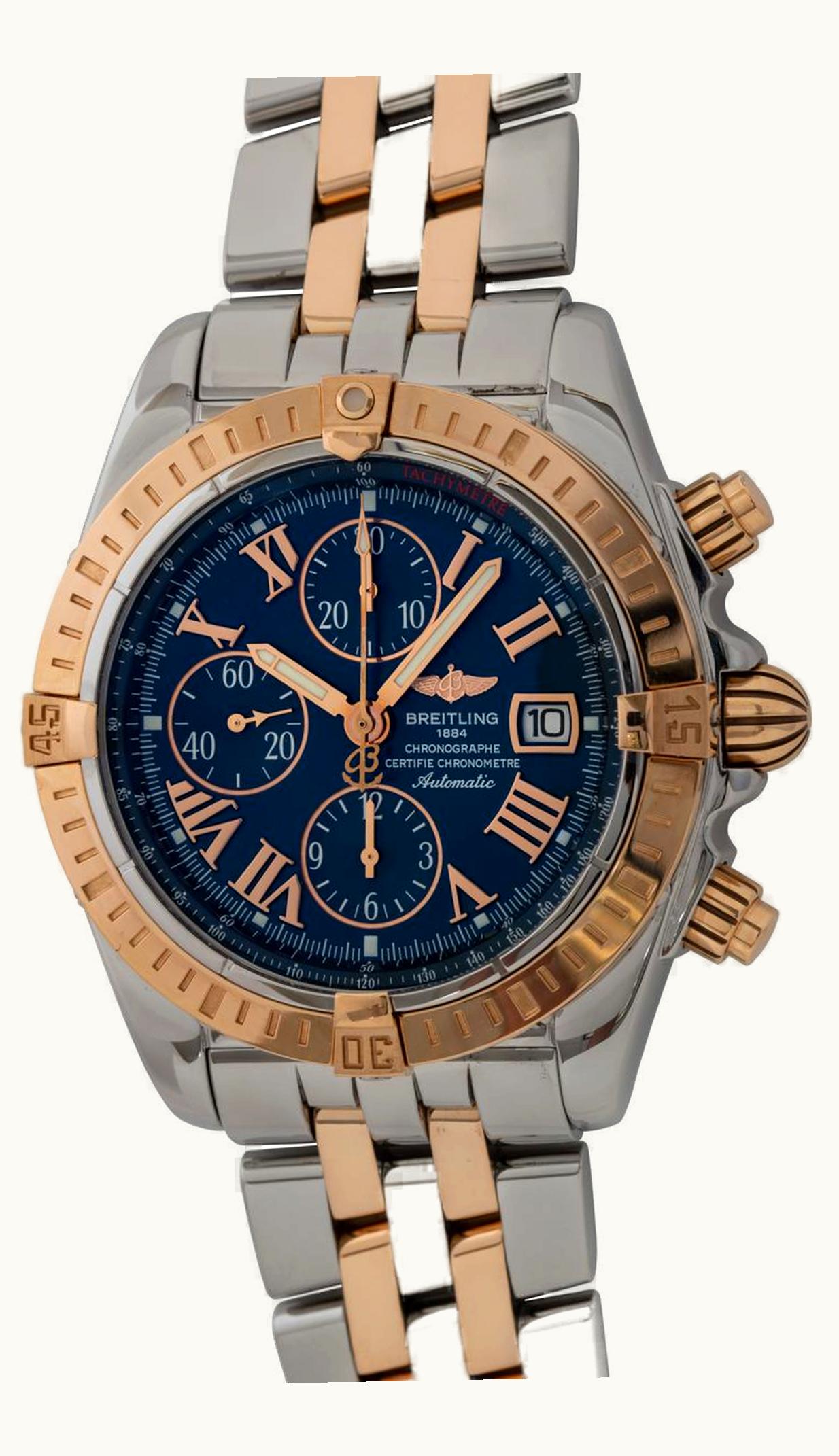 Breitling Chronomat Evolution Stainless Steel / Yellow Gold / Blue - Roman