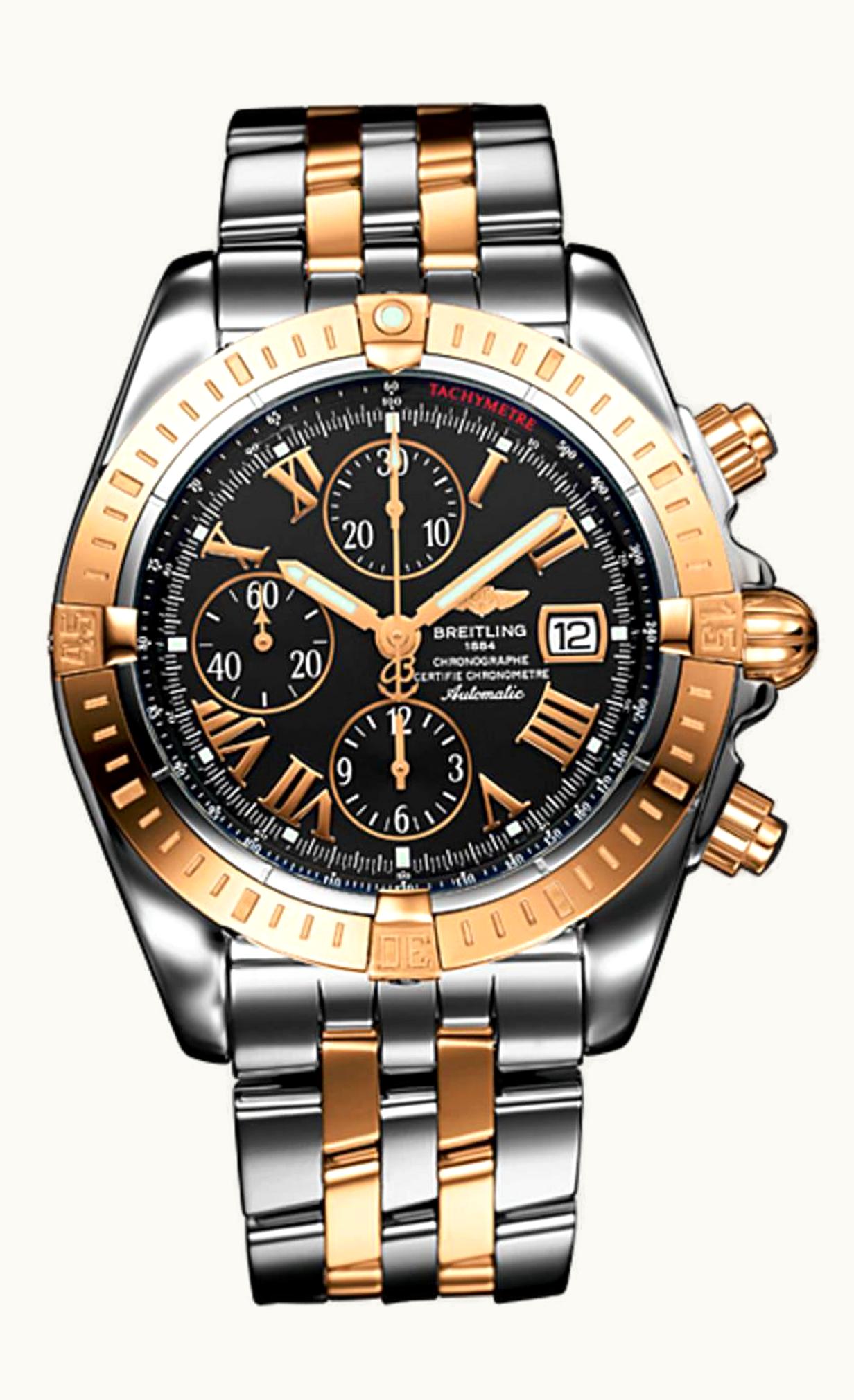 Breitling Chronomat Evolution Stainless Steel / Yellow Gold / Black - Roman