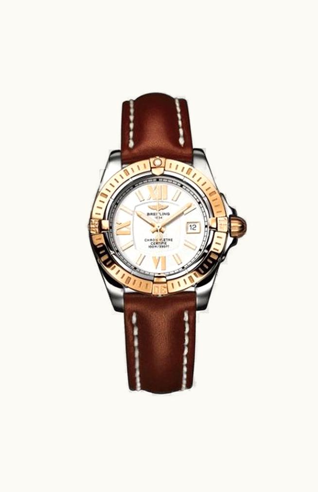 Breitling Cockpit Lady Gold Bezel / Silver / Calf