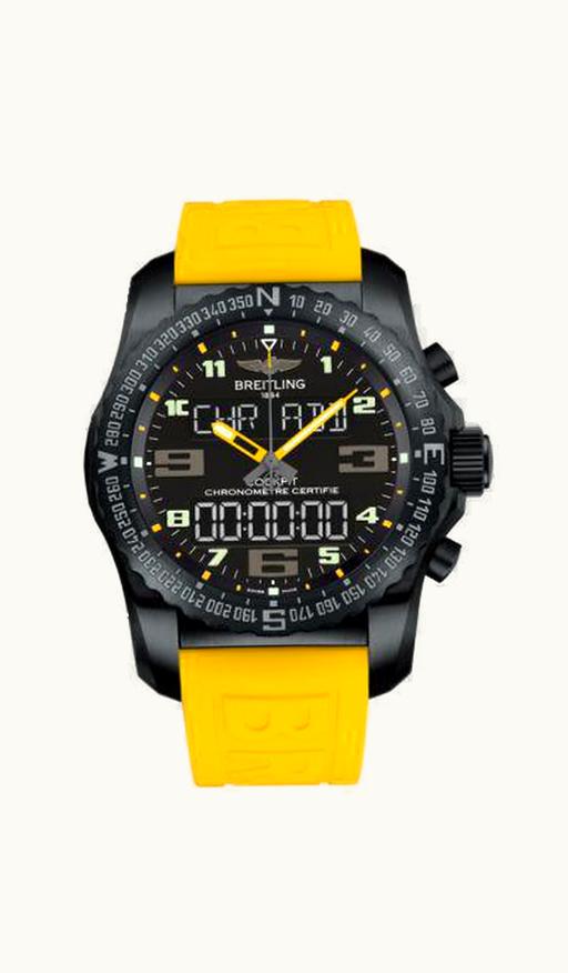 Breitling Cockpit B50 Night Mission / Black-Yellow / Rubber / Folding