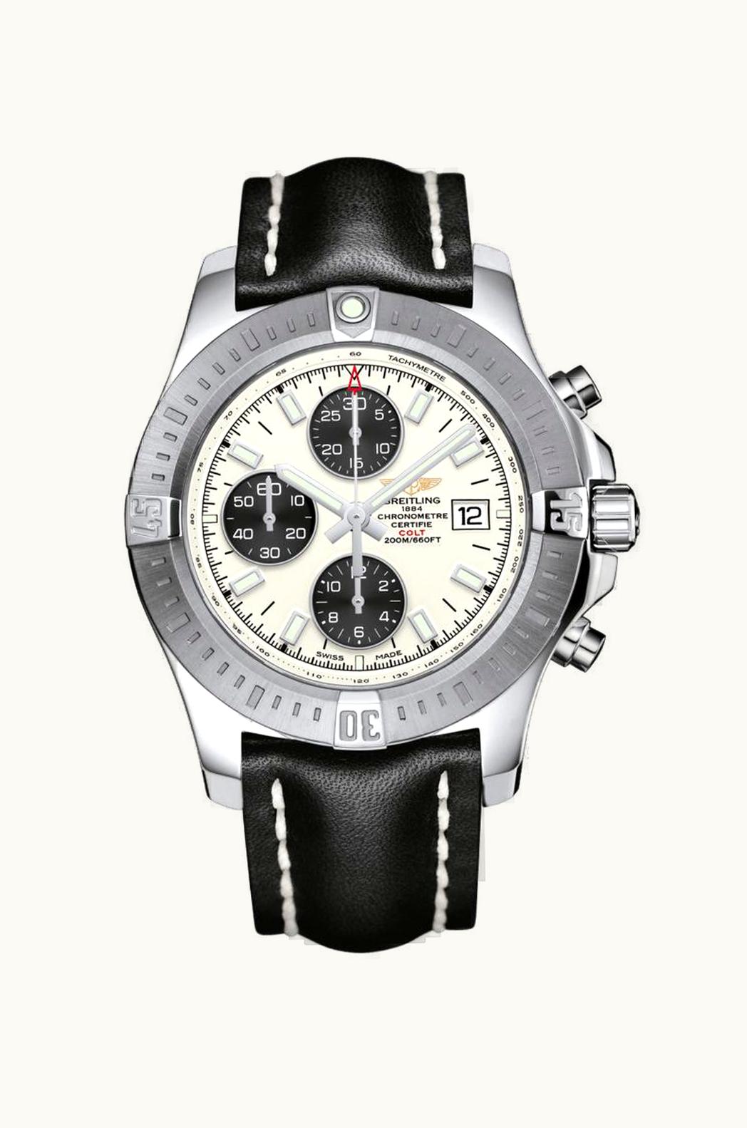 Breitling Colt Chronograph Automatic Stainless Steel / Stratus Silver / Calf / Folding