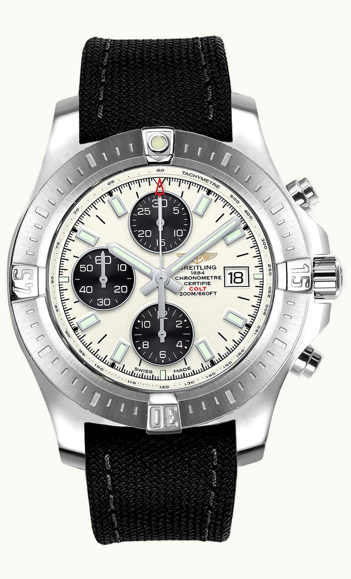 Breitling Colt Chronograph Automatic Stainless Steel / Stratus Silver / Rubber / Folding