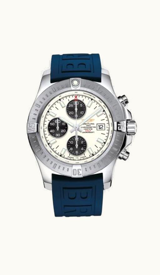 Breitling Colt Chronograph Automatic Stainless Steel / Stratus Silver / Rubber / Pin
