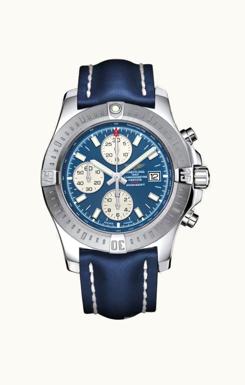 Breitling Colt Chronograph Automatic Stainless Steel / Mariner Blue / Calf / Pin