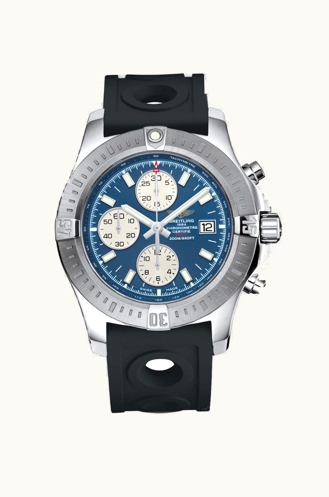 Breitling Colt Chronograph Automatic Stainless Steel / Mariner Blue / Rubber / Pin