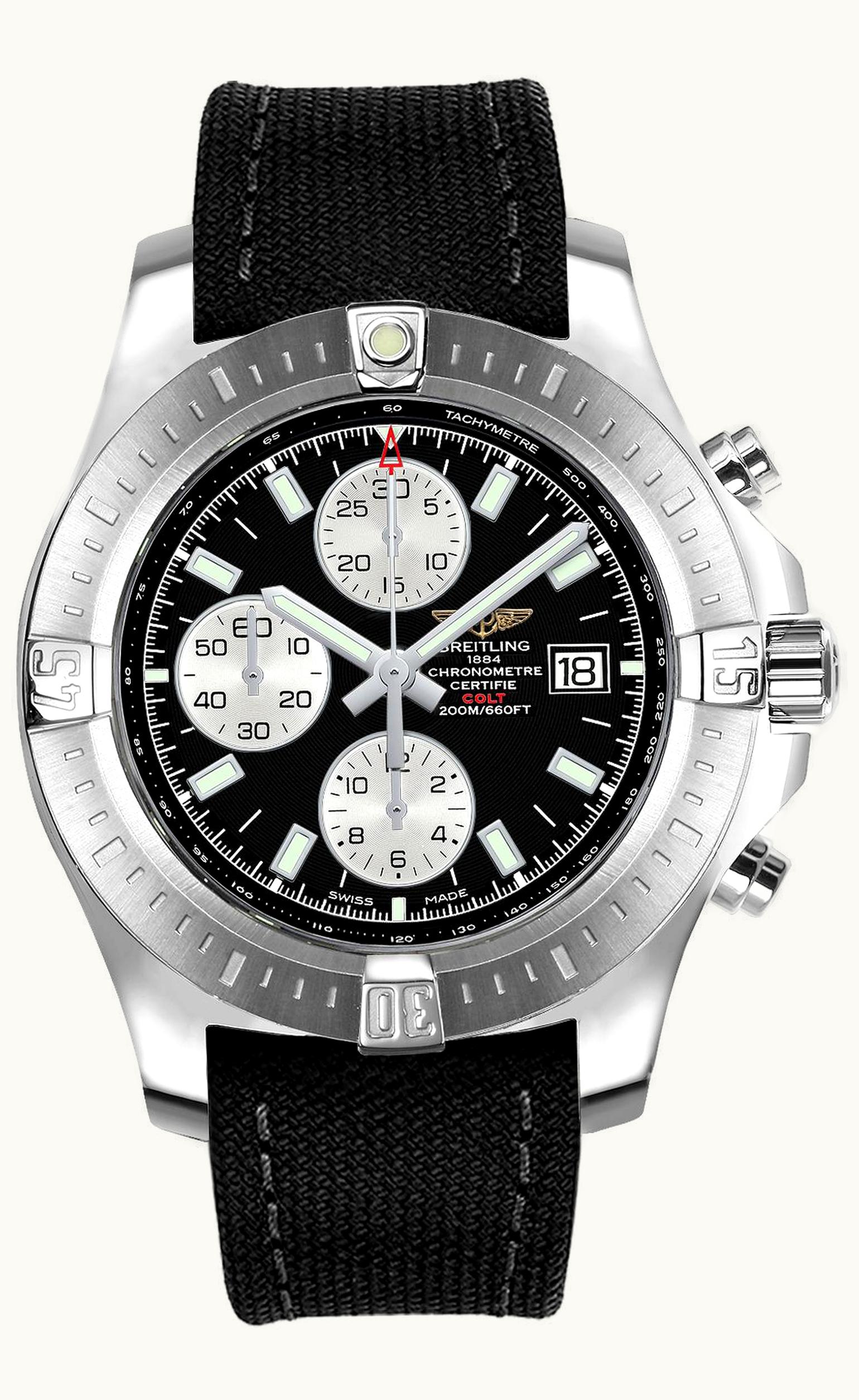 Breitling Colt Chronograph Automatic Stainless Steel / Volcano Black / Calf / Pin
