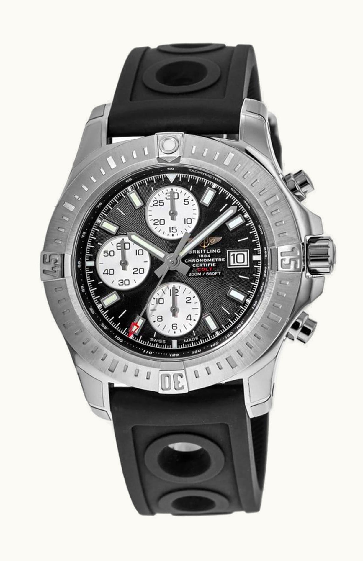 Breitling Colt Chronograph Automatic Stainless Steel / Volcano Black / Rubber / Pin
