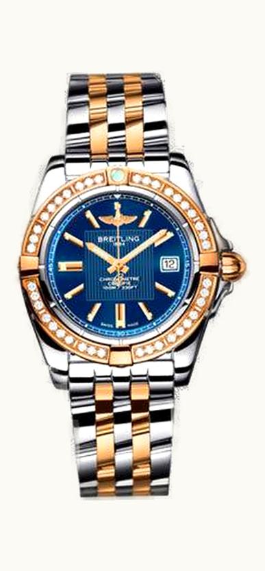 Breitling Galactic 32 Stainless Steel / Rose Gold / Diamond / Metallica Blue / Rubber