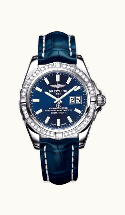 Breitling Galactic 41 Stainless Steel / Diamond / Horizon Blue / Croco
