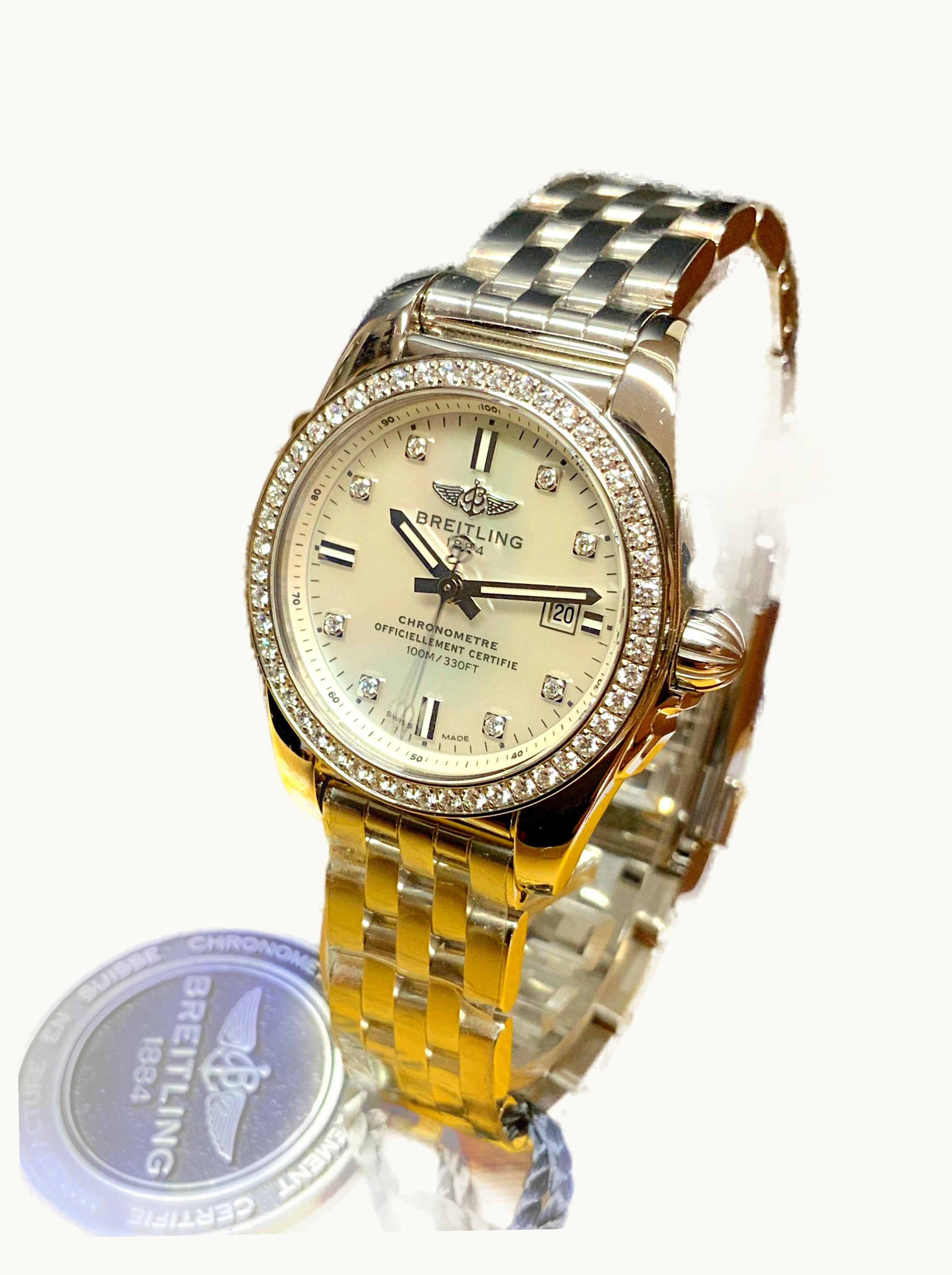 Breitling Galactic 29 Stainless Steel / Rose Gold / Diamond / Horizon Blue / Bracelet