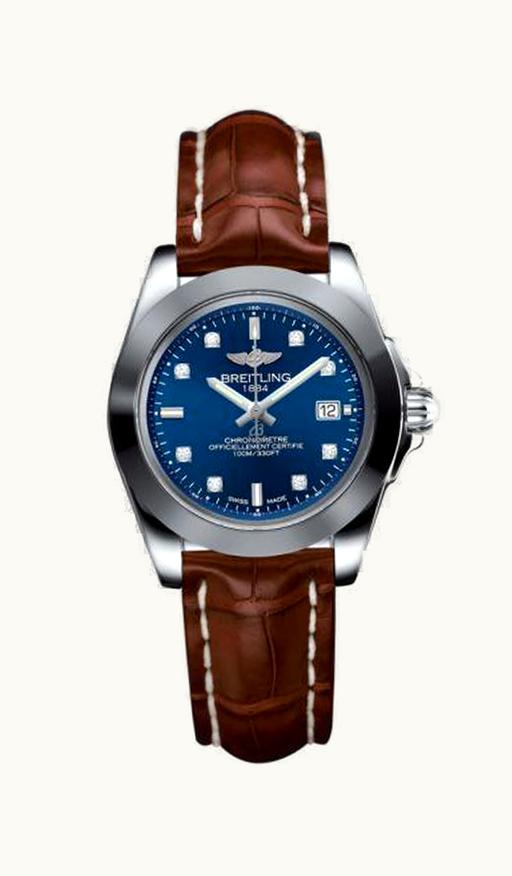 Breitling Galactic 32 Sleek Edition Stainless Steel / Horizon Blue Diamond / Croco