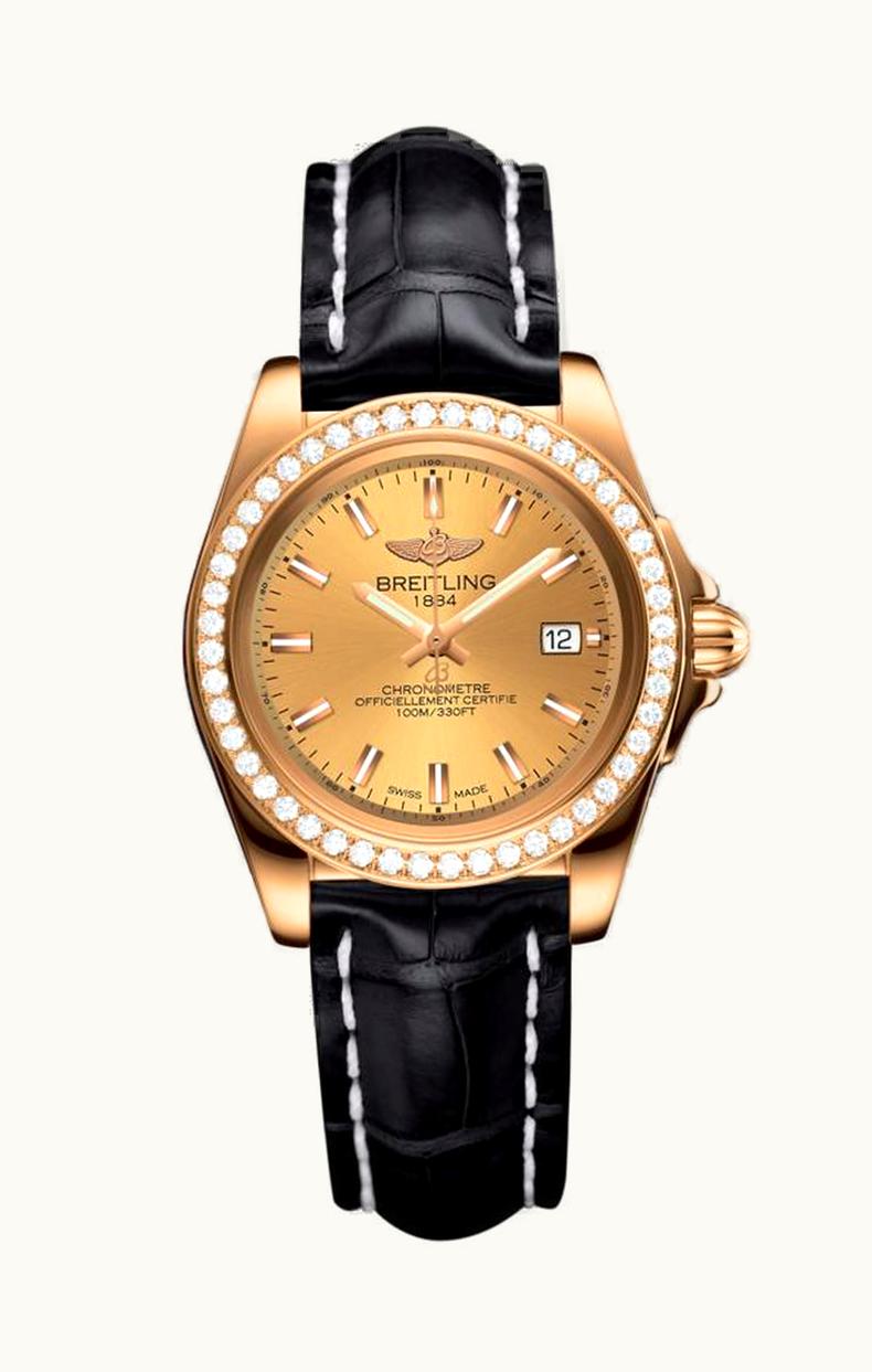 Breitling Galactic 32 Sleek Edition Rose Gold / Diamond / Golden Sun / Croco