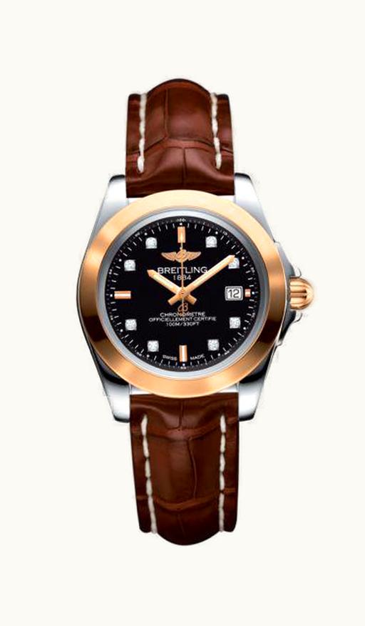 Breitling Galactic 32 Sleek Edition Rose Gold / Diamond / Trophy Black Diamond / Croco