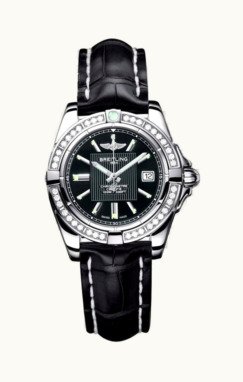 Breitling Galactic 32 Stainless Steel / Diamond / Trophy Black / Croco