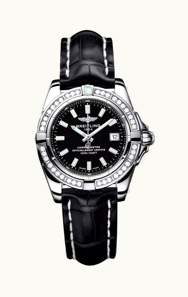 Breitling Galactic 32 Stainless Steel / Diamond / Onyx Black / Croco
