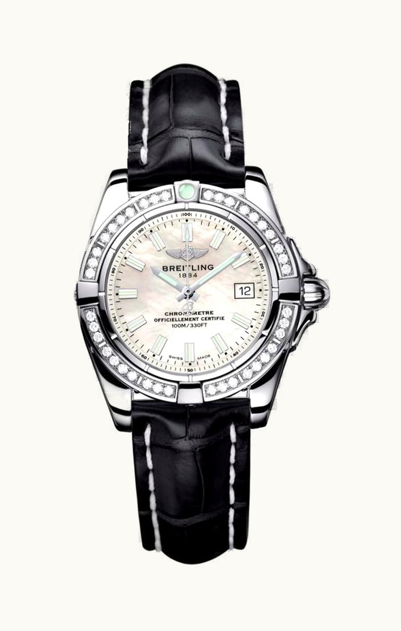 Breitling Galactic 32 Stainless Steel / Diamond / Pearl / Croco