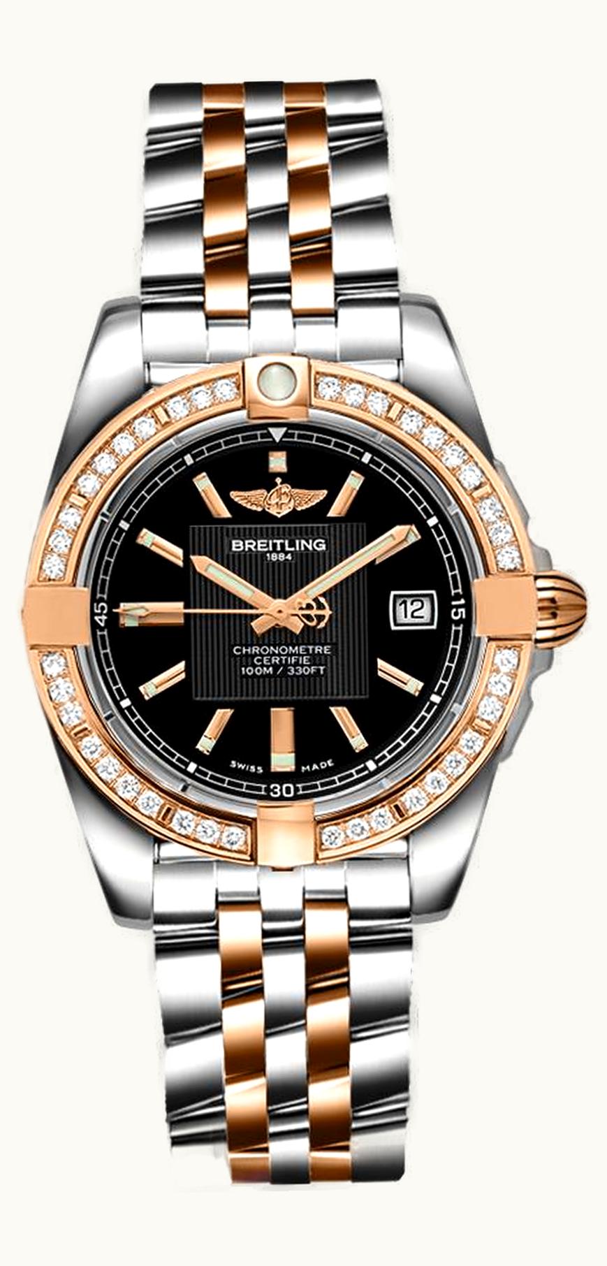 Breitling Galactic 32 Stainless Steel / Rose Gold / Diamond / Trophy Black / Croco