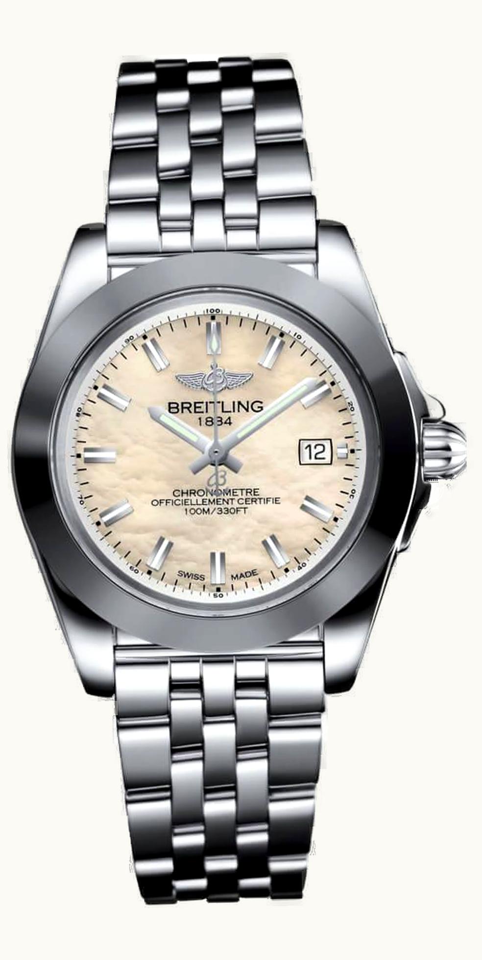 Breitling Galactic 32 Sleek Edition Stainless Steel / Pearl / Croco