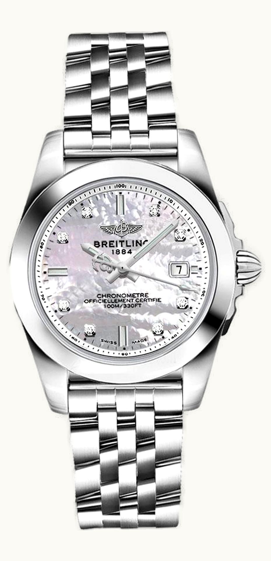 Breitling Galactic 32 Sleek Edition Stainless Steel / Pearl Diamond / Croco