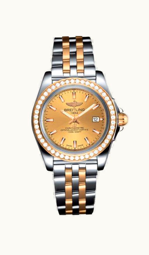 Breitling Galactic 32 Sleek Edition Stainless Steel / Rose Gold / Golden Sun Diamond / Croco