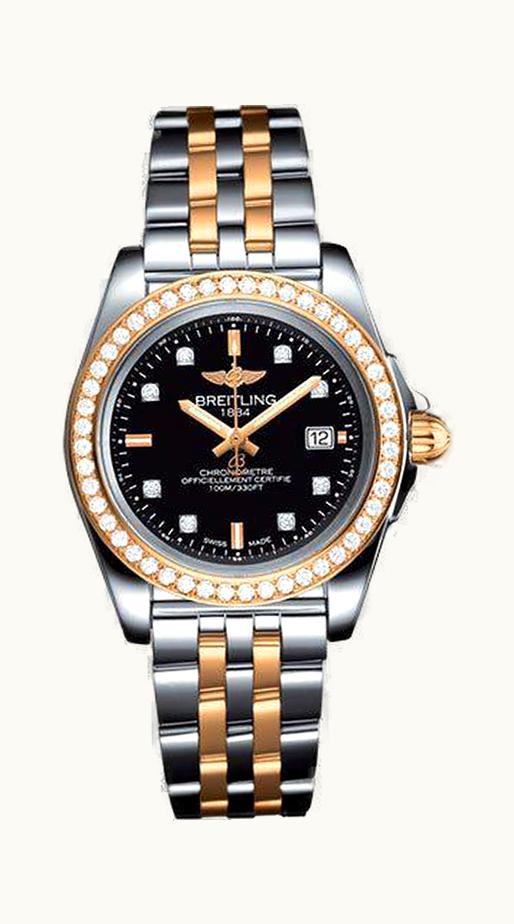 Breitling Galactic 32 Sleek Edition Stainless Steel / Rose Gold / Diamond / Trophy Black / Calf