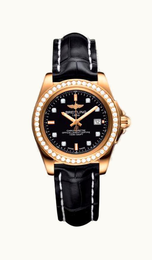 Breitling Galactic 32 Sleek Edition Stainless Steel / Rose Gold / Diamond / Trophy Black / Croco