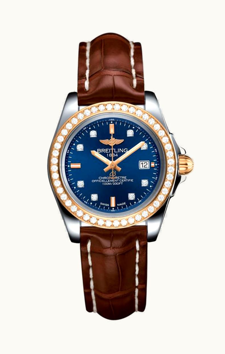 Breitling Galactic 32 Sleek Edition Stainless Steel / Rose Gold / Diamond / Horizon Blue Diamond / Croco
