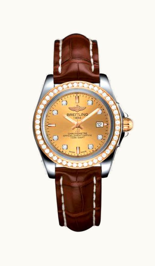 Breitling Galactic 32 Sleek Edition Stainless Steel / Rose Gold / Diamond / Golden Sun Diamond / Croco