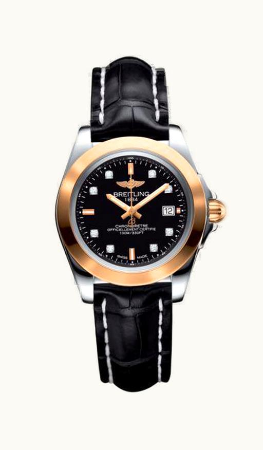 Breitling Galactic 32 Sleek Edition Rose Gold / Trophy Black Diamond / Croco