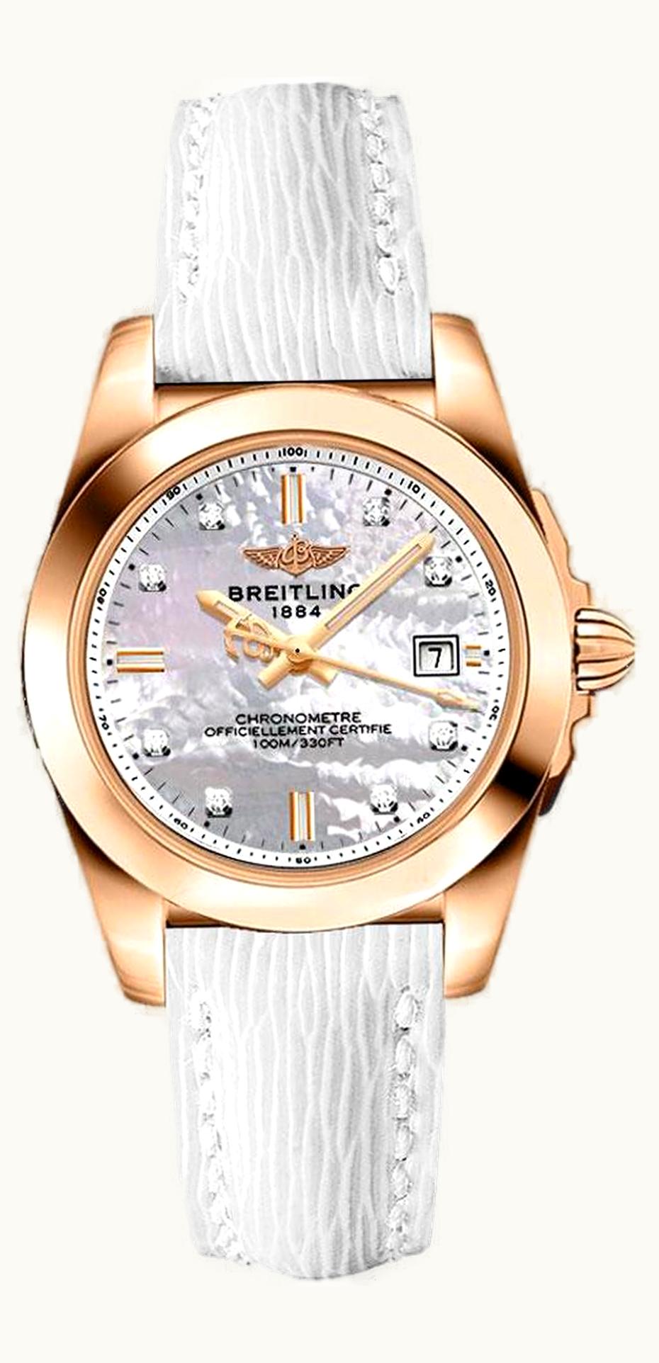 Breitling Galactic 32 Sleek Edition Rose Gold / Pearl Diamond / Croco