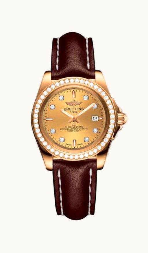 Breitling Galactic 32 Sleek Edition Rose Gold / Golden Sun Diamond / Calf