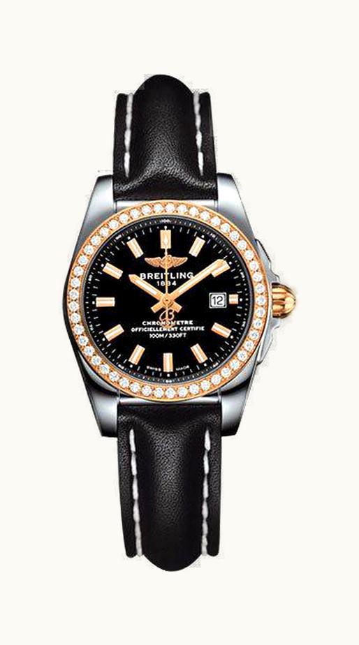 Breitling Galactic 29 Stainless Steel / Rose Gold / Diamond / Trophy Black / Calf