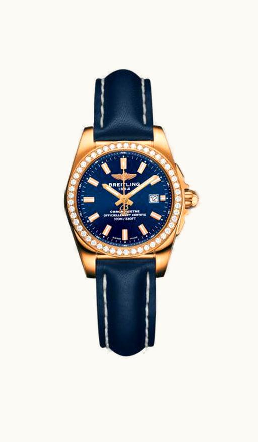 Breitling Galactic 29 Rose Gold / Diamond / Horizon Blue Diamond / Calf