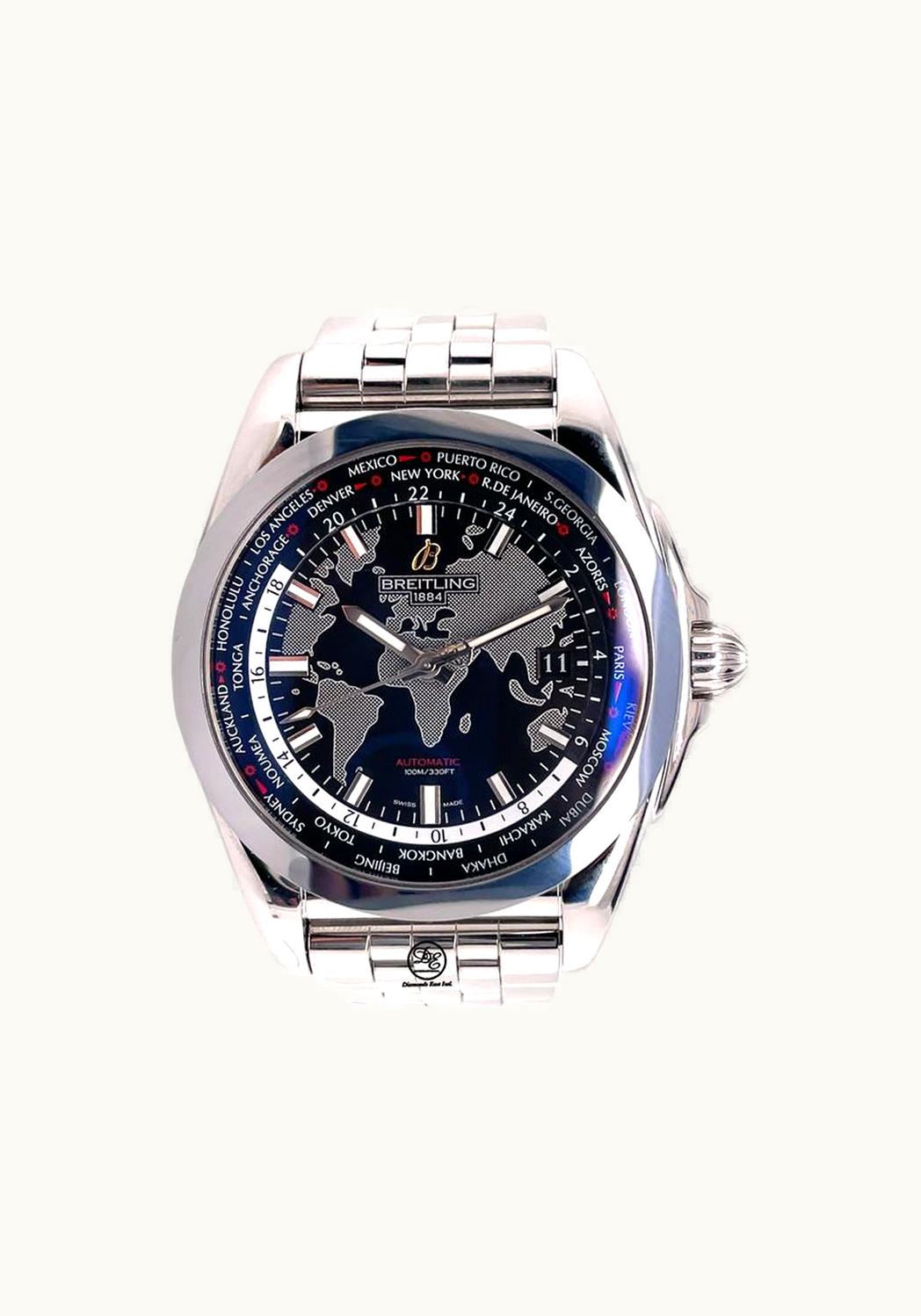 Breitling Galactic Unitime Stainless Steel / SleekT / Trophy Black / Bracelet