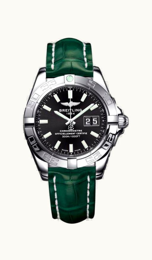 Breitling Galactic 41 Stainless Steel / Onyx Black / Croco