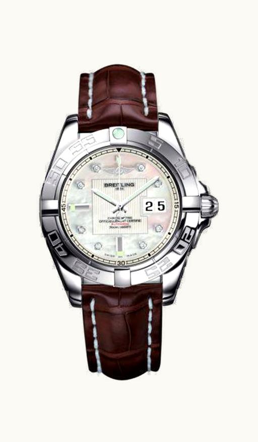 Breitling Galactic 41 Stainless Steel / Pearl Diamond / Croco